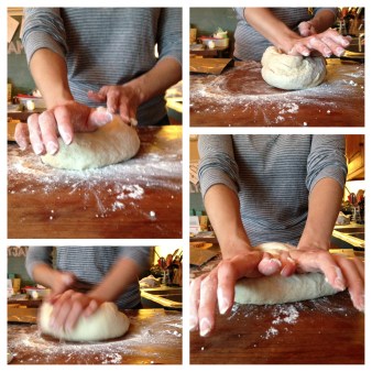 kneading bread